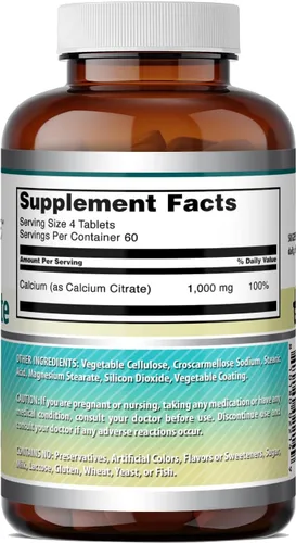 Miniatura 4 de Amazing Formulas - Citrato de calcio de 1000 mg Suplemento de tabletas Sin OMG Sin gluten Fabricado en Estados Unidos