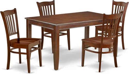 Miniatura 9 de East West Furniture DUGR7-BLK-W - Juego de mesa de cocina de 7 piezas que consta de una mesa de comedor rectangular y 6 sillas de comedor, 36 x 60