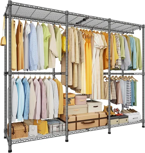 Miniatura 15 de ULIFHOME E14 Max - Perchero de ropa resistente, percheros independientes para colgar ropa, organizadores de armario ajustables y almacenamiento