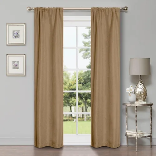 Miniatura 35 de Superior Juego de 2 cortinas opacas con textura de lino, par de paneles con aislamiento térmico con cabecera superior con ojales, cortinas clásicas