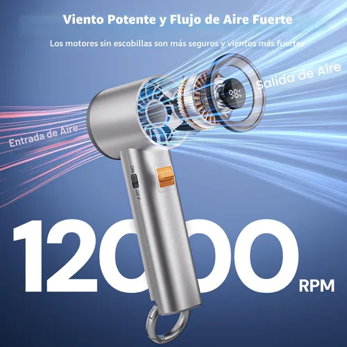 Miniatura 2 de Ventilador turbo portátil de mano para exteriores, mini ventilador de bolsillo personal de mano de 5000 mAh para un potente flujo de aire de viento