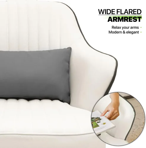 Miniatura 5 de Magshion Silla decorativa moderna con almohada lumbar, sillón tapizado de cuero, sillón individual ergonómico para sala de estar, dormitorio