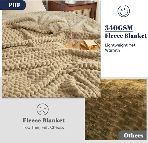 Miniatura 6 de PHF Manta de forro polar de franela ultra suave, tamaño individual, manta ligera de forro polar jacquard 3D, no se desprende, no hace bolitas, ropa