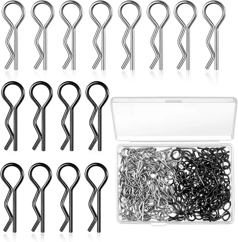 120 clips universales para carrocería Rc para automóvil, acero inoxidable plateado y negro, clips R para escala 1/10 1/12 Redcat Hpi Himoto Hsp
