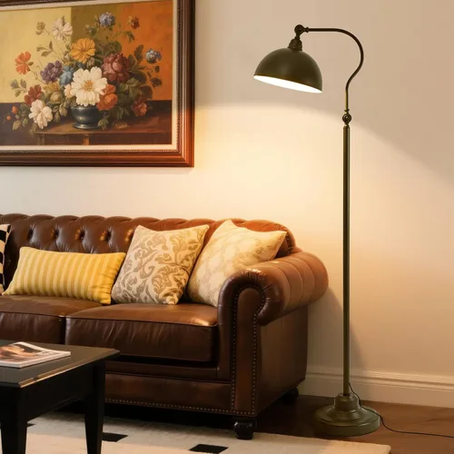 Lámpara de pie de lectura brillante con control remoto y atenuación Bluetooth, estilo rústico vintage, sala de estar, dormitorio, mesita de noche,
