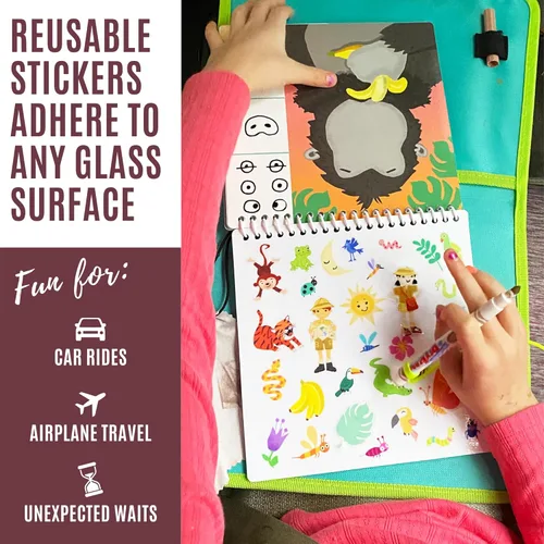 Miniatura 7 de Libro de Actividad Educativa de Viaje para Niños Totebook con Marcadores Lavables - Actividades de Auto y Avión, Juguetes Educativos para Niños