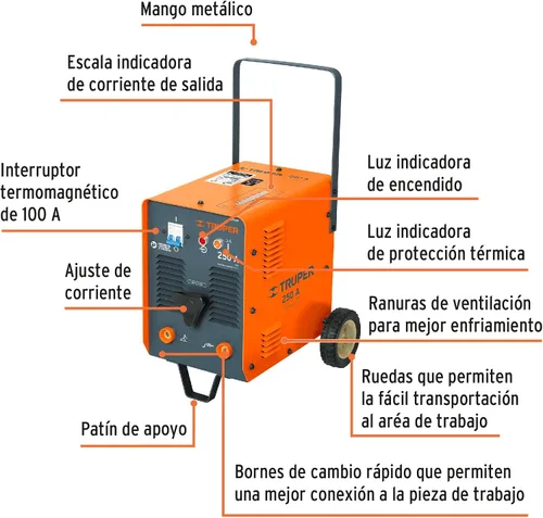 Miniatura 2 de TRUPER SOT-250A 250-Amp AC Soldador de arco eléctrico (cables no incluidos)
