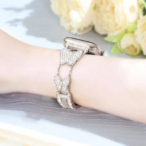 Miniatura 2 de wipalor Correa de metal brillante para Apple Watch para mujer de 1.614 pulgadas, 1.575 pulgadas, 1.496 pulgadas, correas delgadas y elegantes