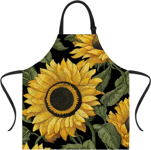 Miniatura 12 de ANNA QUEEN Delantal con 2 bolsillos impermeable para mujeres y hombres, estampado floral ajustable para cocina, hornear, barbacoa