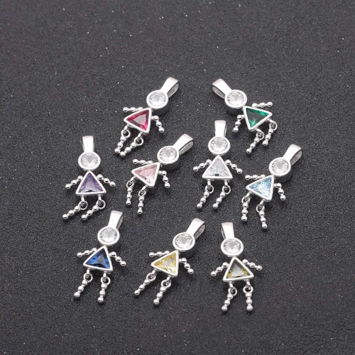 Miniatura 5 de Birthstone Baby Pendants for Mom or Grandma by Ginger Lyne, Kids Birthday Boy or Girl Cubic Zirconia Sterling Silver Charms to Create a Family Tree