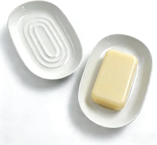 Miniatura 13 de Jabonera, Jabonera de Cerámica con Patrón de Mármol para Ducha, Bandeja Ahorradora de Jabón para Baño, Fregadero de Cocina y Tocador, Soporte Negro