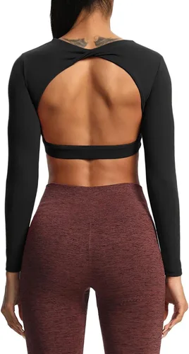 Miniatura 4 de Aoxjox Camiseta corta de manga larga para mujer Define Sculpt Workout Crop Top