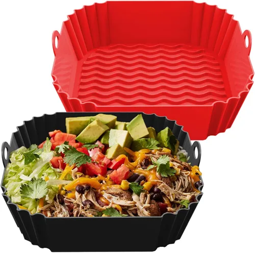 Miniatura 10 de Revestimientos para freidora de aire de 8 pulgadas para Ninja AF100 AF101 AF141 AF150 AF161 XL (paquete de 2) revestimientos de silicona negra
