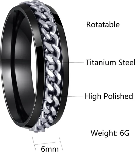 Miniatura 31 de Anillos giratorios para la ansiedad para hombre, anillos clásicos de cadena para mujeres y adultos, anillo de acero de titanio