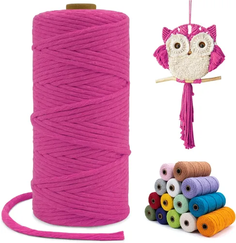 Miniatura 12 de Cuerda de macramé de una sola hebra de 0.197 in x 110 yardas, cuerda de macramé de algodón natural de 0.197 in, cuerda de algodón grueso para colgar