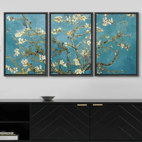 Miniatura 3 de wall26 Lienzo enmarcado para pared, juego de arte con flores de almendra de Vincent Van Gogh, naturaleza, ilustraciones de área silvestre, bellas