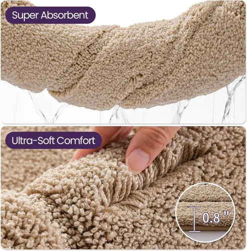 Miniatura 7 de DEXI - Alfombra de baño antideslizante, absorbente, de alta calidad, lavable a máquina, cómoda alfombra para cuarto de baño