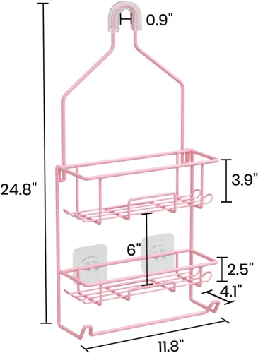 Miniatura 5 de TreeLen Organizador de ducha rosa, estantes de ducha grandes para ducha interior, organizador de baño rosa, regalo para novia B-rosa