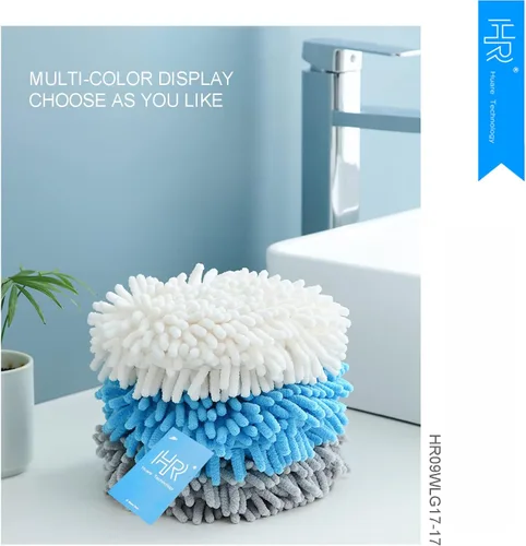 Miniatura 3 de HR Huare Technology Toallas de mano de chenilla, bola mullida de felpilla ultra absorbente, secado instantáneo, toalla de mano suave como la nube