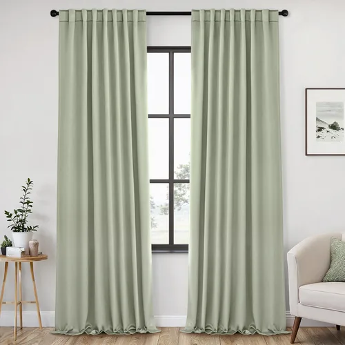 Miniatura 40 de ANRODUO Juego de 2 cortinas con bloqueo de luz del 99%, cortinas de 84 pulgadas de largo, cortinas negras para dormitorio, cortinas con aislamiento