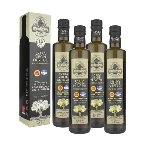 Miniatura 9 de Ellora Farms, Aceite de Oliva Virgen Extra Griego, Single Estate DOP Messara, Grecia, sin OMG, prensado en frío, Polifenol, Botella de vidrio, 17 FL