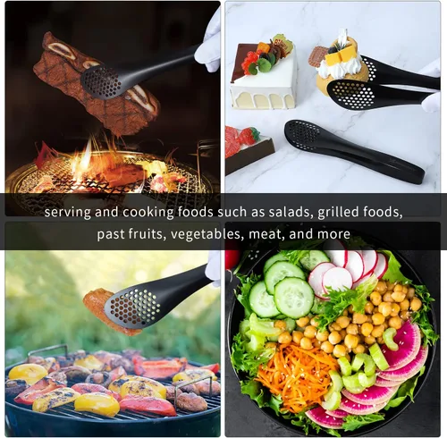 Miniatura 5 de MSY BIGSUNNY Pinzas de cocina para bufé, juego de 3 pinzas de metal para ensalada (color negro, 7 pulgadas, 9 pulgadas y 11 pulgadas)