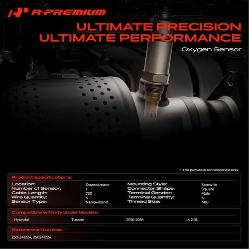 Miniatura 2 de A-Premium Sensor de oxígeno Downstream O2 compatible con Hyundai Tucson 2016 2017 2018, L4 2.0L, solo FWD