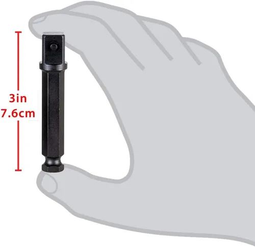 Miniatura 3 de Rauckman Utility Product Impact Adapter - Extensión cuadrada de 1/2 pulgada, tamaño hexagonal de 7/16 pulgadas, para tomas de impacto