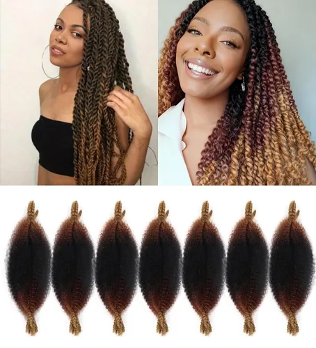 Miniatura 23 de 3 paquetes de cabello trenzado Marley Twist de 8 pulgadas, cabello afro twist elástico preseparado para rastas suaves de imitación, cabello