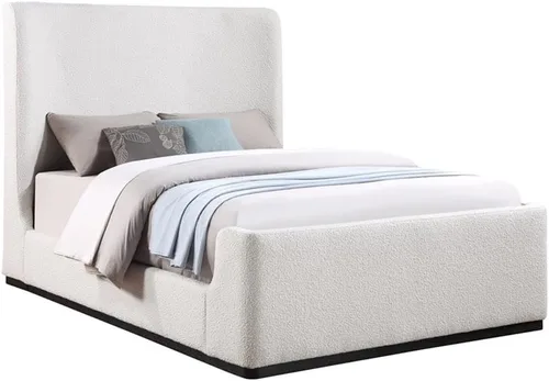 Miniatura 13 de Meridian Furniture OliverCream-T Colección Oliver Modern Cama individual tapizada de tela boucle contemporánea con acabado de cepillo de alambre