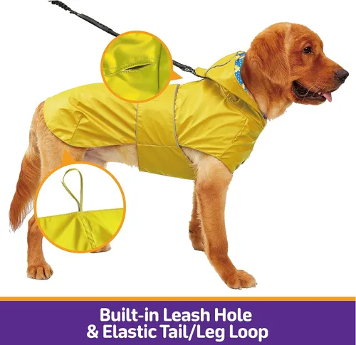 Miniatura 3 de Kimee - Chubasquero reversible para perro, poncho de un solo lado ajustable, impermeable, chaqueta de lluvia para perros con agujero para Amarillo