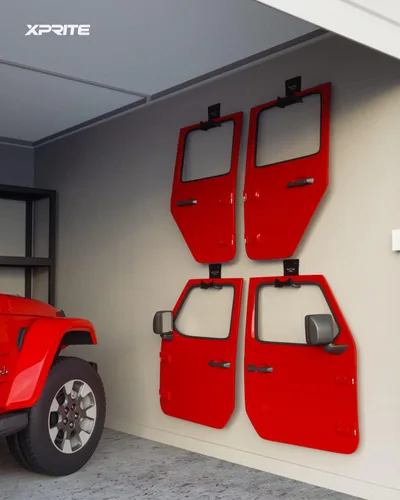 Miniatura 6 de Xprite Ganchos de almacenamiento para puerta de montaje en pared, 4 piezas extraíbles de metal resistente con forro de goma compatibles con Jeep