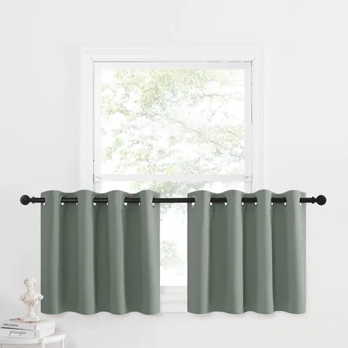 Miniatura 142 de NICETOWN Cortinas opacas de cocina para ventana sobre el fregadero, aislamiento térmico, decoración del hogar, pequeños niveles opacos con ojales