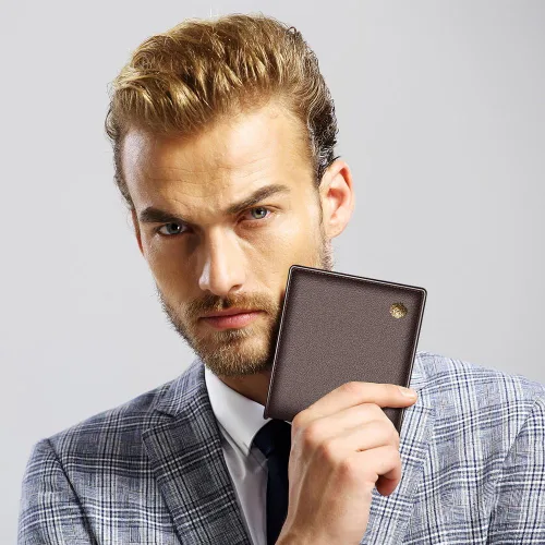 Miniatura 6 de LAORENTOU Billeteras de cuero genuino para hombre, billeteras plegables con cremallera, bolsillo para monedas, casual, cartera delgada