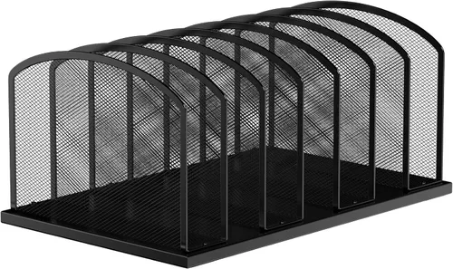 Miniatura 10 de MINDEPOT Organizador de archivos de escritorio, organizador vertical de archivos de malla de 7 secciones para escritorio, organización de oficina