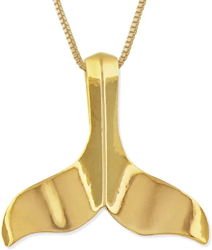Miniatura 7 de Collar con colgante de cola de ballena lisa de plata esterlina con cadena
