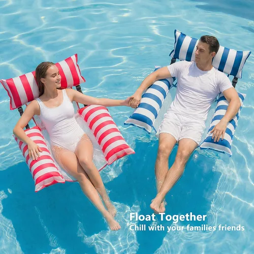Miniatura 6 de Jasonwell Flotadores inflables para piscina para adultos – Flotadores de tela para piscina, silla flotante para lago, playa, tumbona flotante