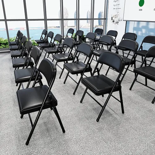 Miniatura 4 de Folding Chairs Silla de escritorio acolchada para muebles, silla de camping, silla de descanso plegable con marco de metal para sillas de oficina