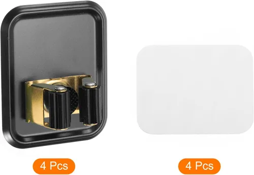 Miniatura 3 de uxcell Soporte de pared para escoba de trapeador, 4 unidades, acero inoxidable 304, organizador de escobas para trapeador, colgador de escoba Negro