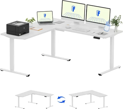 Miniatura 29 de FLEXISPOT Escritorio de pie en forma de L, escritorio de esquina eléctrico de altura ajustable de 63 x 47 pulgadas, estación de trabajo