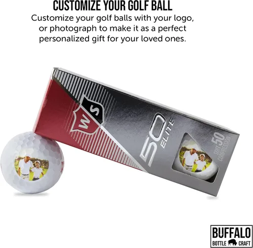Miniatura 7 de Wilson Fifty Fifty Pelotas de golf personalizadas, manga de 3, añade tu foto o logotipo, diseños personalizados para hombres y mujeres, regalos