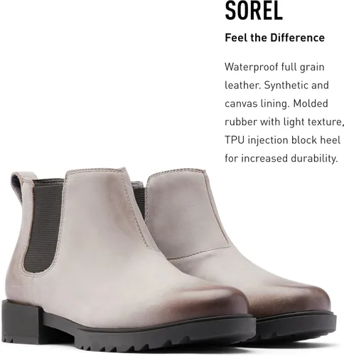 Miniatura 3 de SOREL Botas Chelsea Emelie II para mujer, botas de lluvia de cuero impermeables