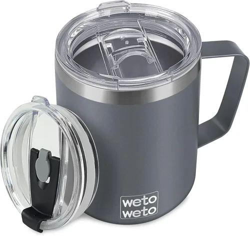 Miniatura 9 de WETOWETO Taza de café de 14 onzas, taza de campamento aislada al vacío con tapa, vaso de viaje de acero inoxidable de doble pared, taza de café