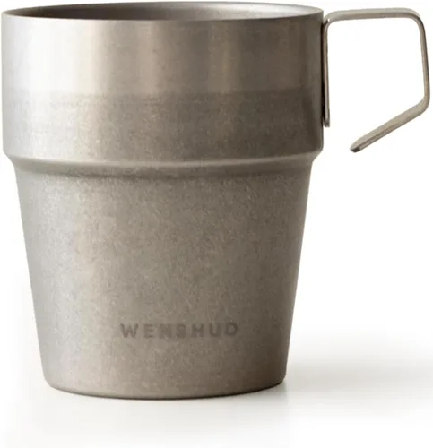 WENSHUO Taza al aire libre,Taza de camping pequeña con aislamiento de doble pared,Acero inoxidable Vintage,11 fl oz (11.0 fl oz)