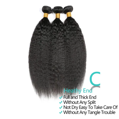 Miniatura 4 de 10A Kinky Straight 3 paquetes de cabello brasileño 10 10 10 pulgadas Yaki recto virgen brasileño extensiones de cabello humano sin enredos sin