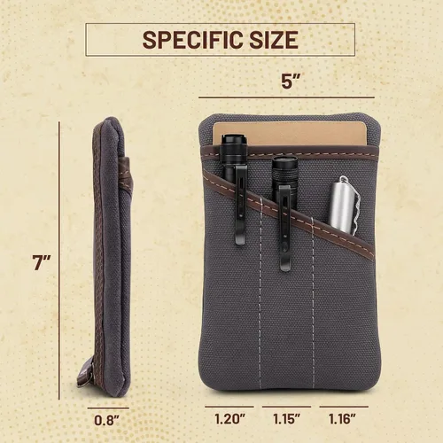 Miniatura 3 de Organizador de bolsillo EDC de lona encerada para hombres, bolsa de bolsillo trasero multiherramienta para teléfono/portátil, bolígrafo