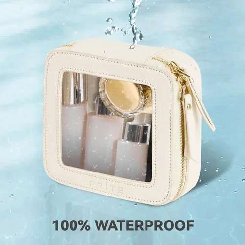 Miniatura 5 de Prite Bolsa de maquillaje transparente, estuche organizador de cosméticos, bolsa de aseo de viaje impermeable, bolsa para el cuidado de la piel