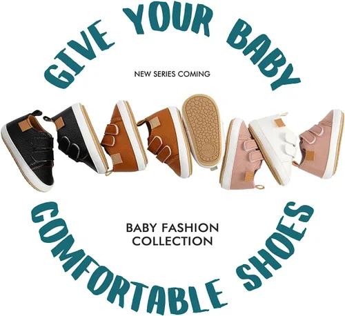 Miniatura 6 de QWZban Zapatos de bebé para niños y niñas, zapatillas de deporte con suela de goma antideslizante, para cuna de bebé, zapatos de vestir