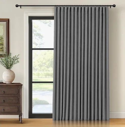 Miniatura 22 de INOVADAY Cortinas térmicas para puerta corredera 100% opacas para dormitorio, cortinas de puerta corrediza de vidrio extra anchas para patio, lino