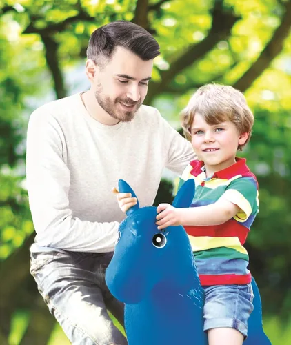 Miniatura 2 de LEXiBOOK Caballo de salto inflable, bomba manual incluida, plástico seguro y duradero, azul, BG050